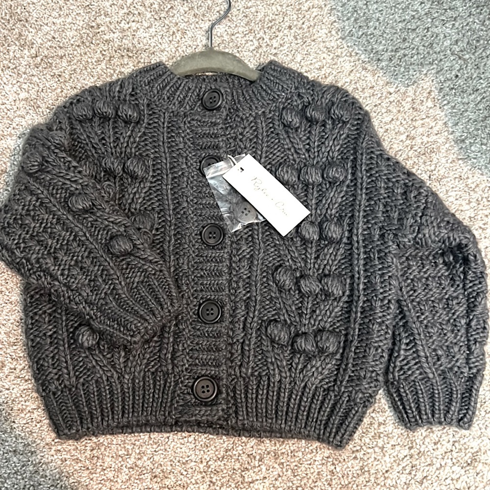 NWT Ryle + Cru Washed Indigo 12-18m bobble Cardigan